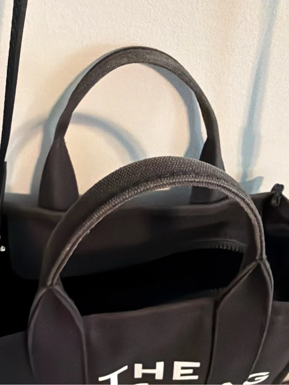Marc Jacobs Black Canvas 'The Tote Bag' Small Tote with Crossbody Strap